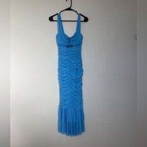 Lulu's Sky Blue Ruched Maxi Dress